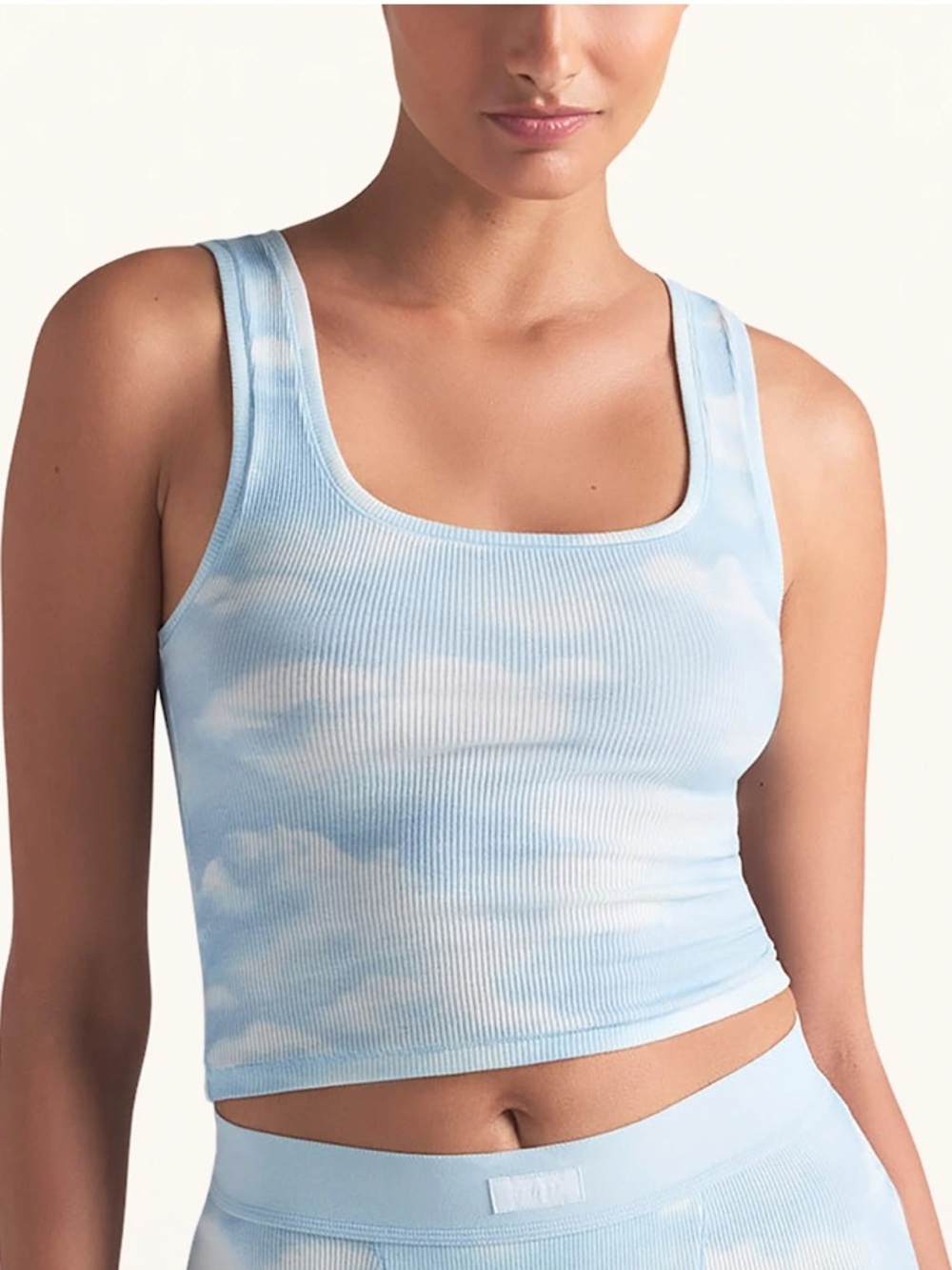 SKIMS Light Blue & White Cloud Ribbed Crop Tank XS